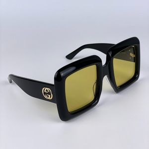 NEW Gucci GG0783S 001 Women Black Yellow Oversized Sunglasses